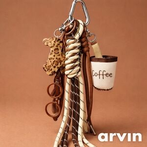 Leopard and Coffee Keychain Set